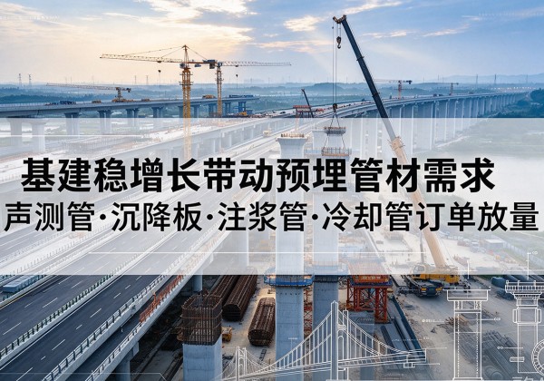 安庆基建稳增长带动预埋监测管材需求，声测管、沉降板、注浆管订单持续放量